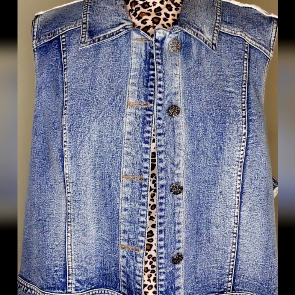 Indigo Threads Denim and Crochet Vest